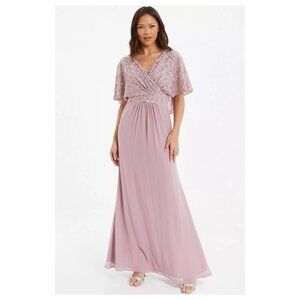 Quiz Sequin Cape Sleeve Dress